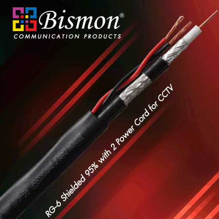 (BISMON) RG-6/U, S 95% with 2 Power Cord CCTV, Coaxial Cable(500M/Reel)